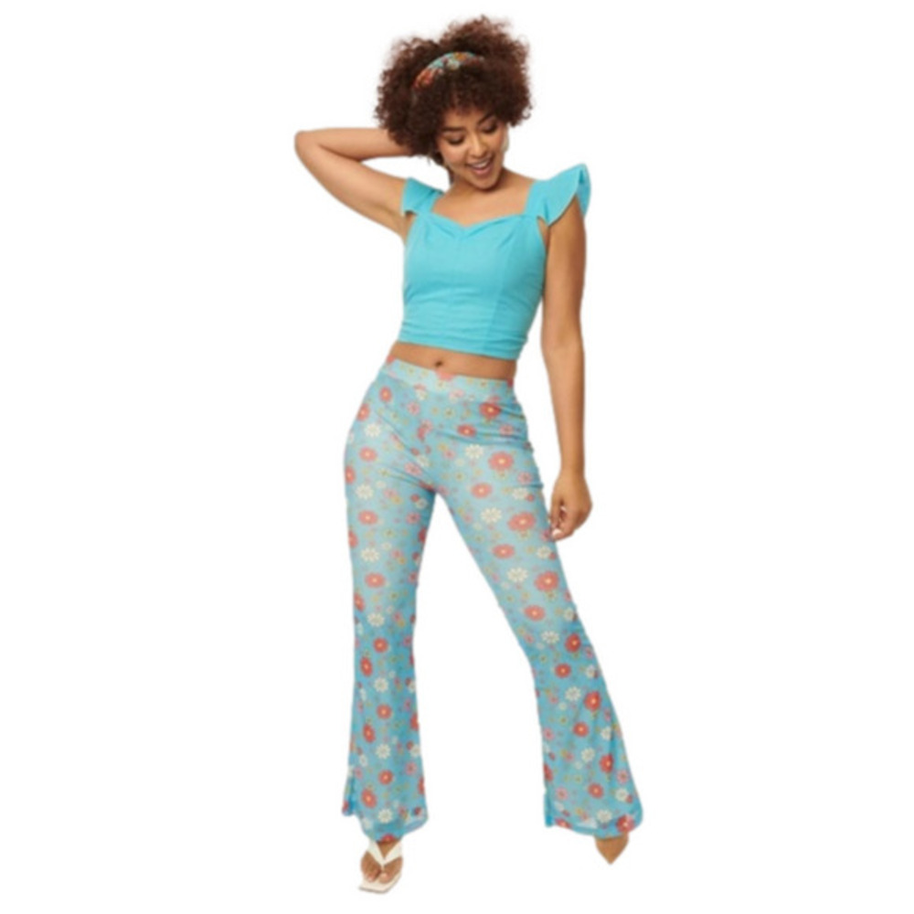 Bailey Rose flare bell bottom Hippy floral leggings women’s pants sz s
